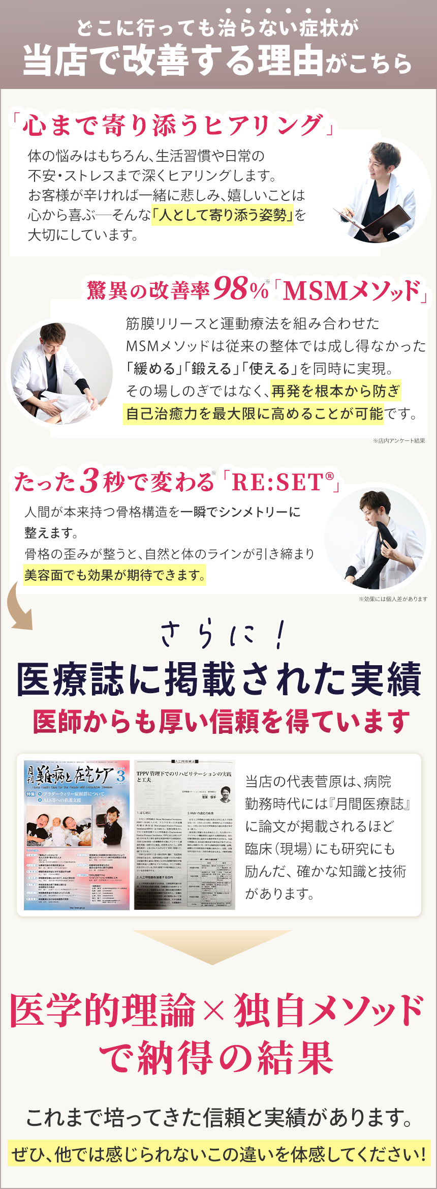 どこに行っても治らない症状が当店で改善する理由がこちら